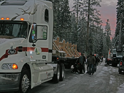 Truck that will carry the tree to the Capitol